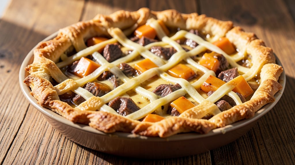 Beef and Cheese Pie Recipe: Flaky Crust Encloses Savory Meat and Melty Cheese Layers
