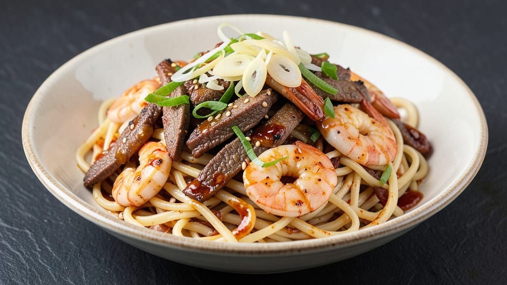 Beef and Shrimp Lo Mein Recipe: Wok-Tossed Umami Crunch With Silky Noodles