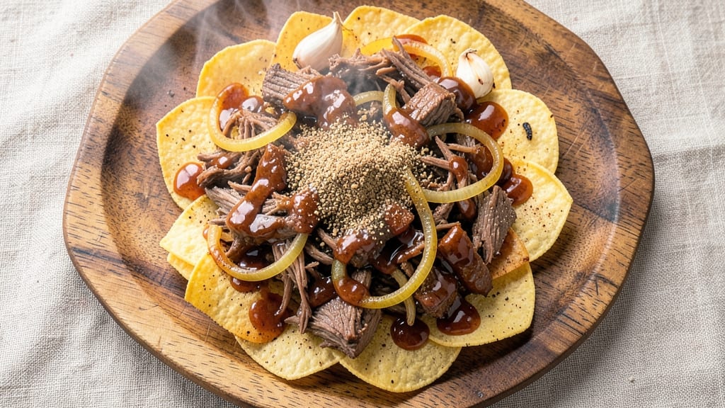 BBQ Beef Nachos Recipe: Smoky Spiced Tortilla Crunch Over Cheese Rivers