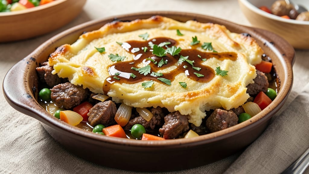 Beef and Potato Shepherd's Pie Recipe: Flaky Topping Seals in Savory Gravy