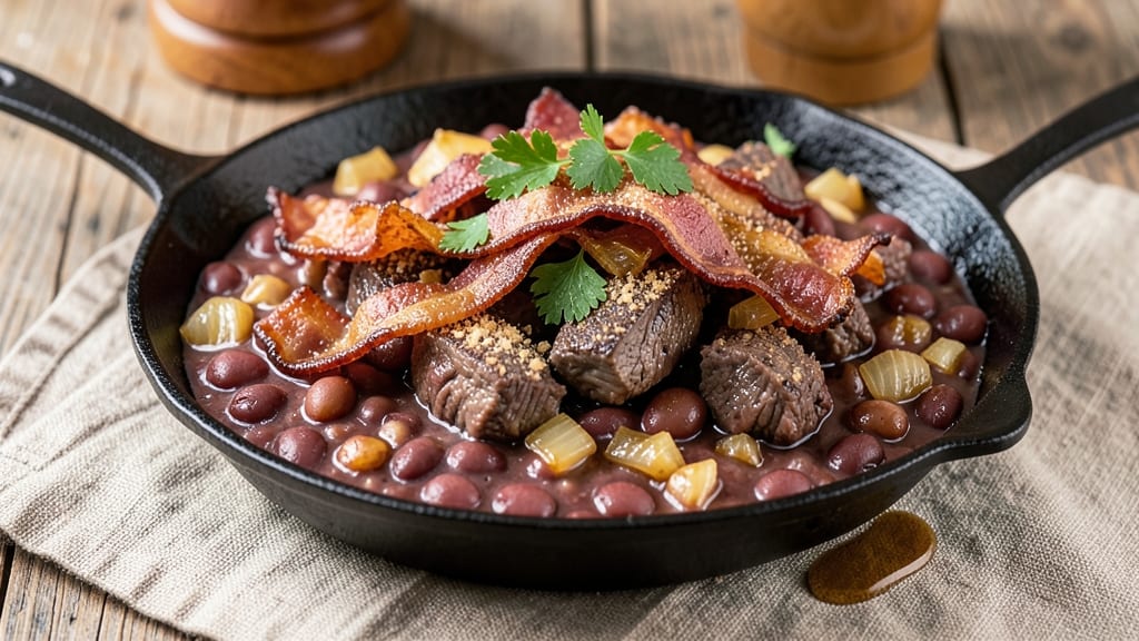 Baked Beans With Beef and Bacon Recipe: Smoky Bacon Crisp and Meat-Filled Bites