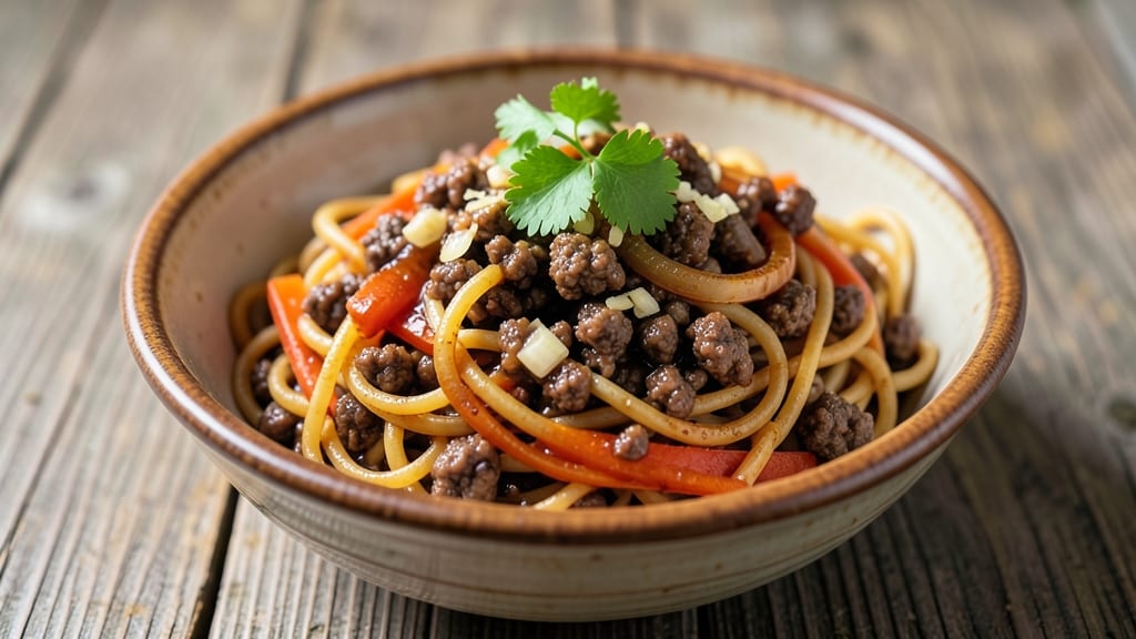 Beef and Noodles Recipe With Ground Beef: Savory Beef-Noodle Stir-Fry in 25 Minutes