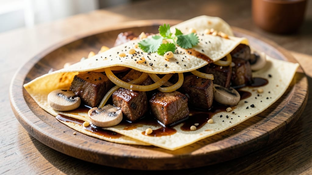 Beef and Mushroom Jollibee Recipe: Crispy Tortilla Crowns Over Rich Cumin Cheese Rivers