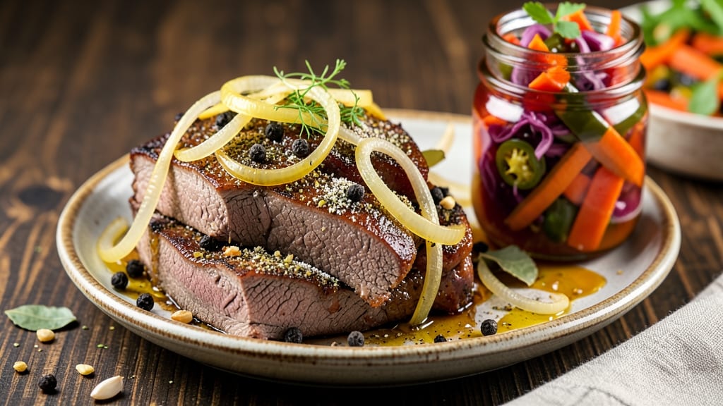 Al's Italian Beef and Giardiniera Recipe: Crispy Tortilla Crowns With Spicy Pickle Rivers