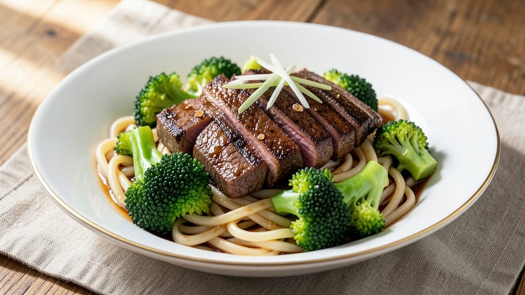Beef and Broccoli Over Noodles Recipe: Wok-Seared Umami Crunch With Silky Sauce
