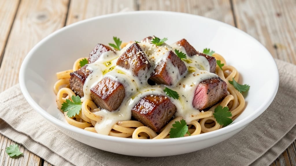 Beef and Rotini in Garlic Parmesan Sauce Recipe: One-Pan Cheesy Pasta That Sticks Together