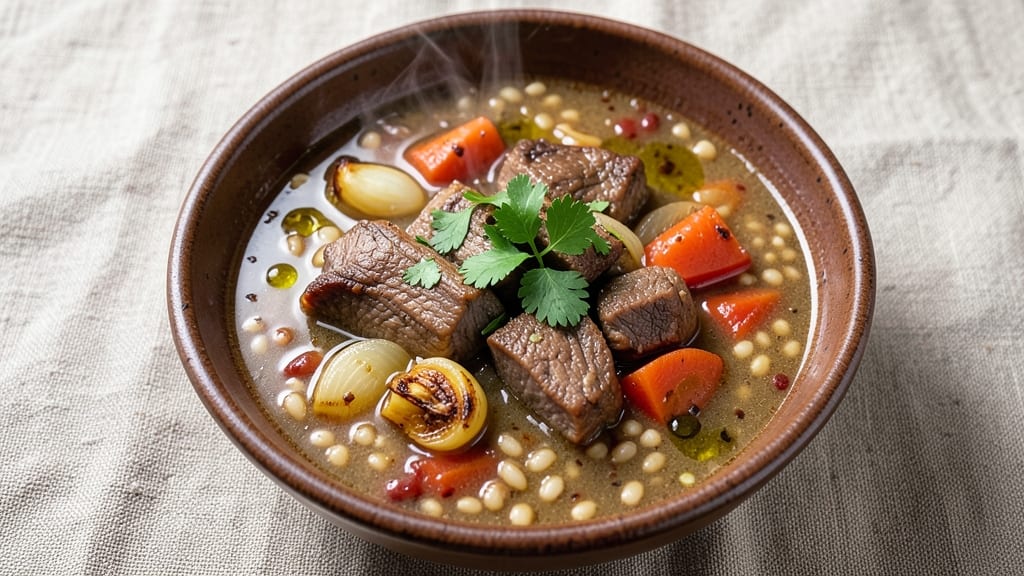 Beef Barley and Bean Soup Recipe: Hearty Simmer with Earthy Barley and White Beans