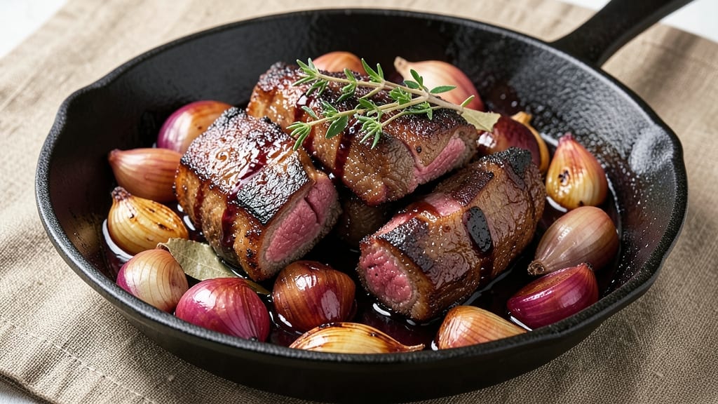 Angus Beef Chunks Recipe: One-Pan Red Wine Braise with Caramelized Onions