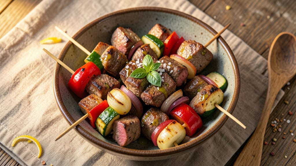 Beef and Vegetable Kabobs Recipe: Skewered Summer Grill Showstopper