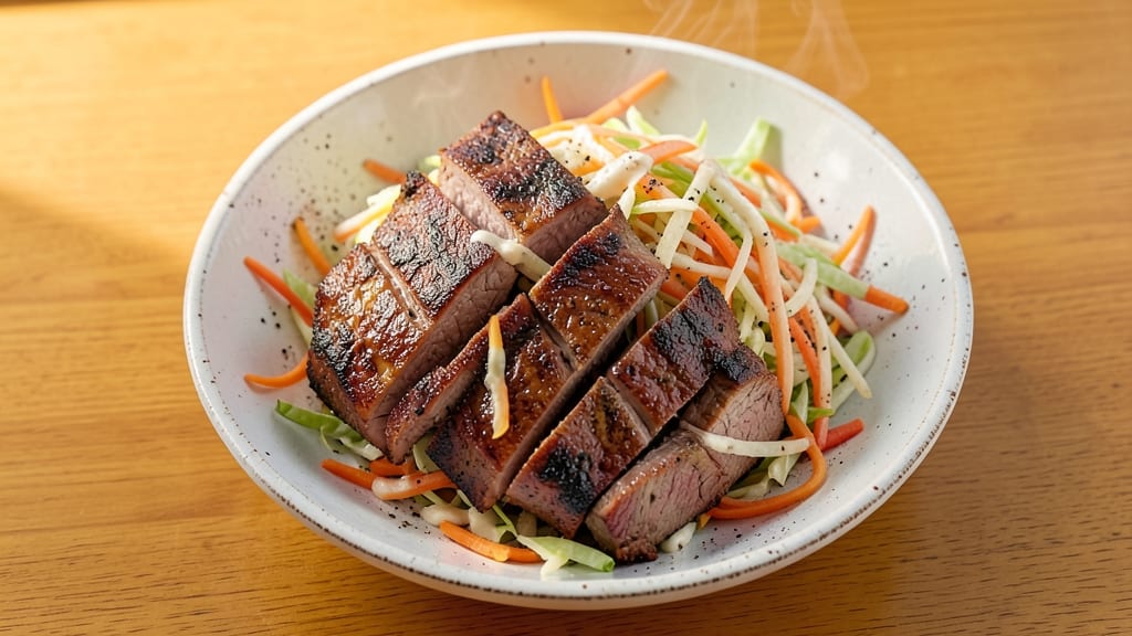 Beef and Coleslaw Recipe: Smoky Grilled Beef with Crunchy Vinegar Slaw