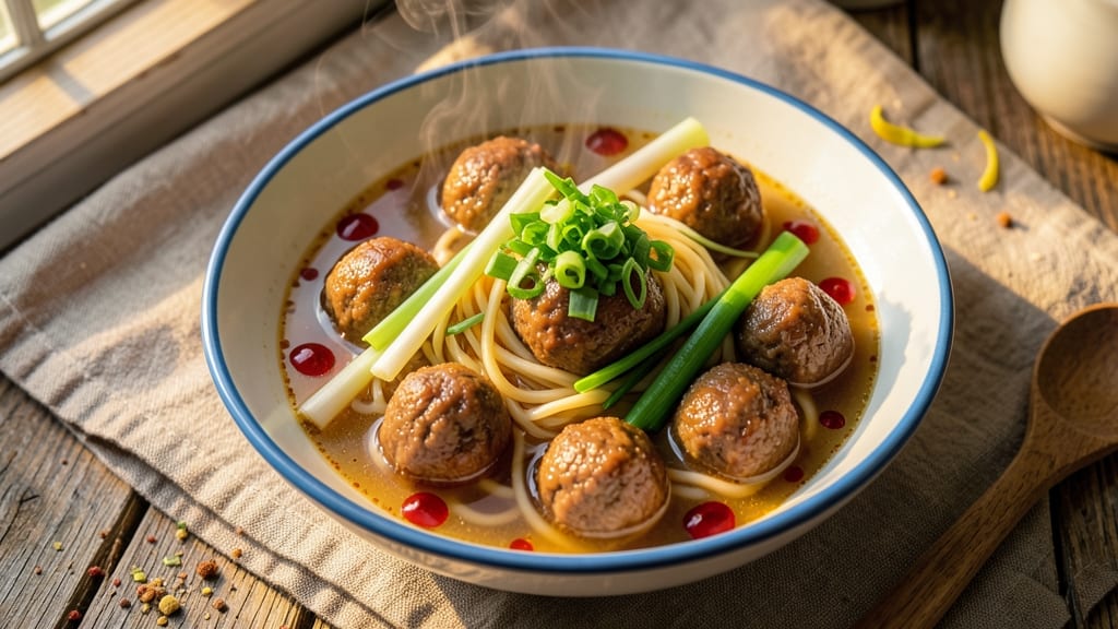 Beef Ball Noodle Soup Recipe: Homemade Meatballs in Rich Broth