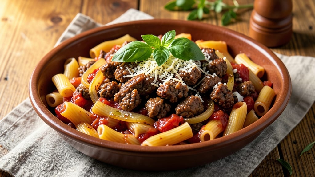 Baked Beef Rigatoni Recipe: Creamy Tomato-Basil Sauce With Al Dente Pasta