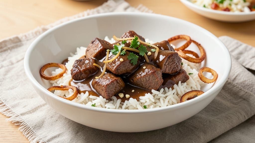 Beef and Gravy Over Rice Recipe: Rich Pan Sauce Transforms Leftovers