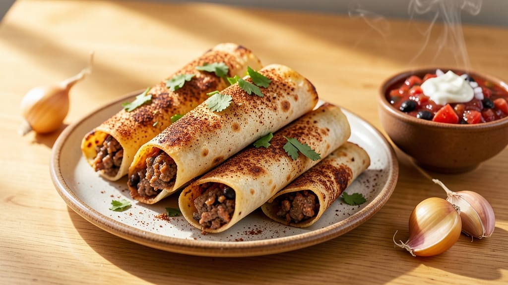 Beef and Bean Taquitos Recipe: Crispy Tortilla Bites Filled With Hearty Spice