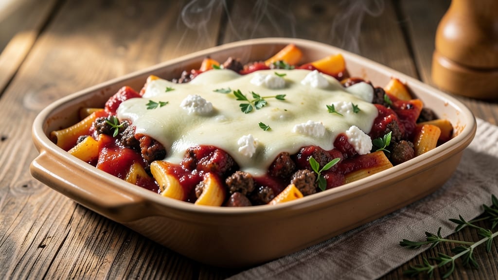 Baked Ziti Recipe with Ground Beef and Italian Sausage: Cheesy Layers That Bake to Golden Bubbles