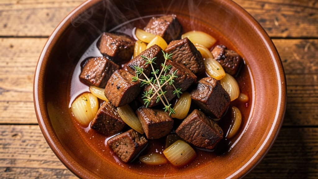 Beef and Onion Stew Recipe: Deep-Red Wine Braise With Caramelized Fond