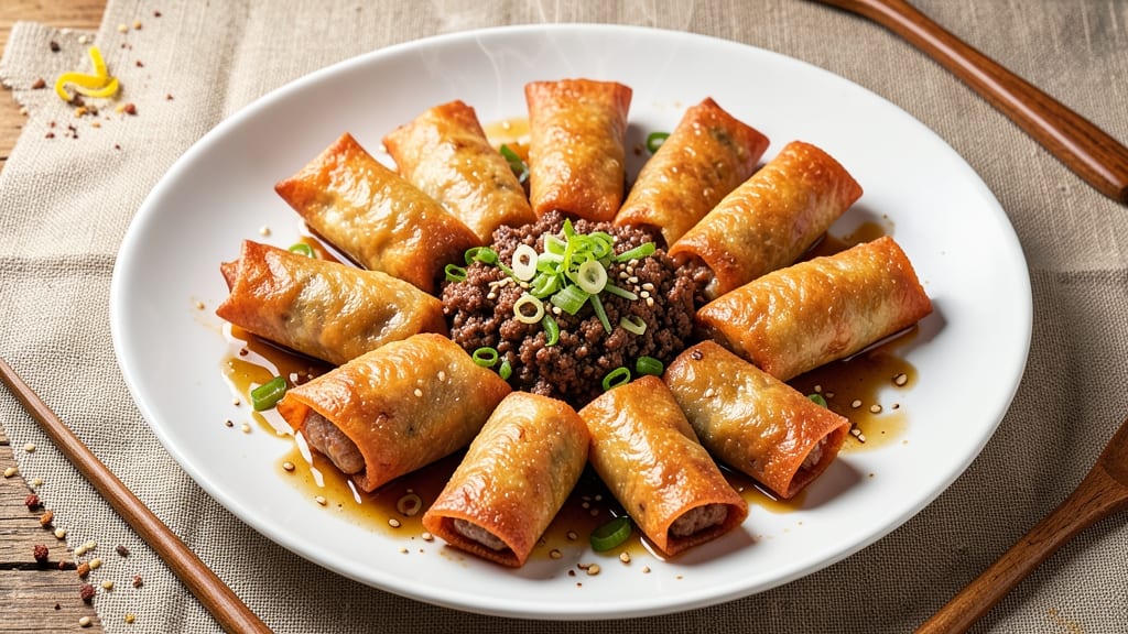 Beef and Pork Egg Rolls Recipe: Crispy Tortilla Wraps with Savory Fillings