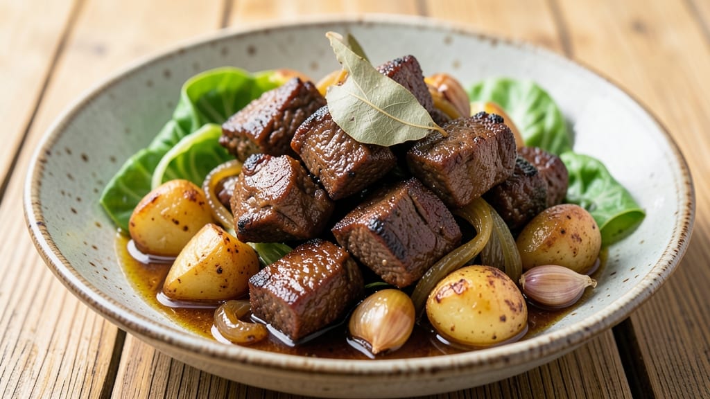Beef and Cabbage Filipino Recipe: Savory Garlic-Tinged Stew With Silky Potato Mash