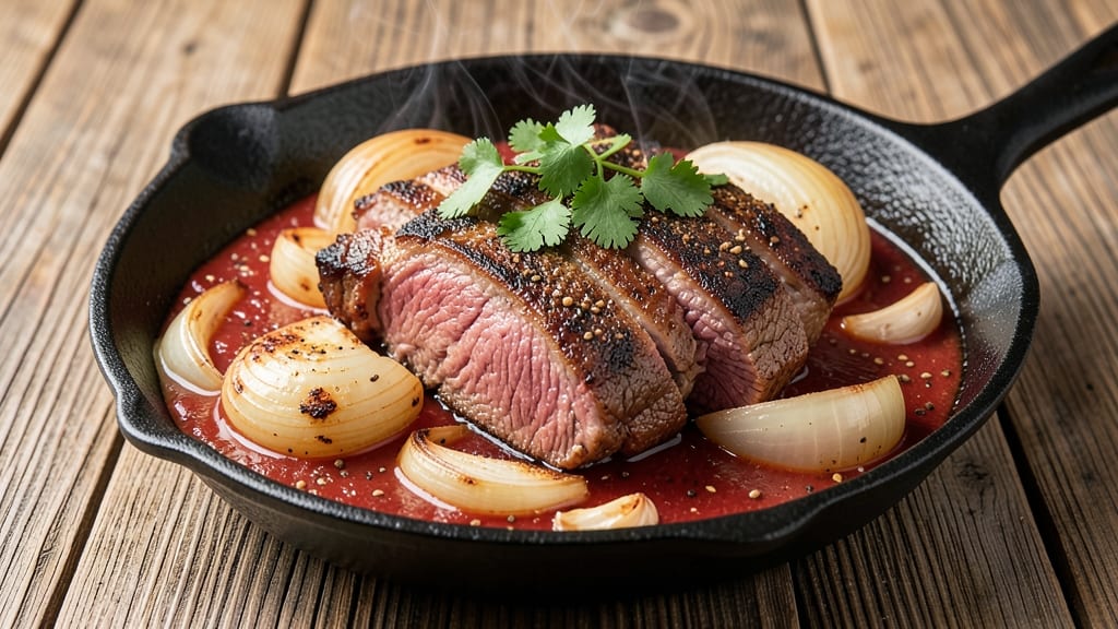 Beef Bafat Recipe: Spiced Tomato-Braised Beef with Crispy Tortilla Topping