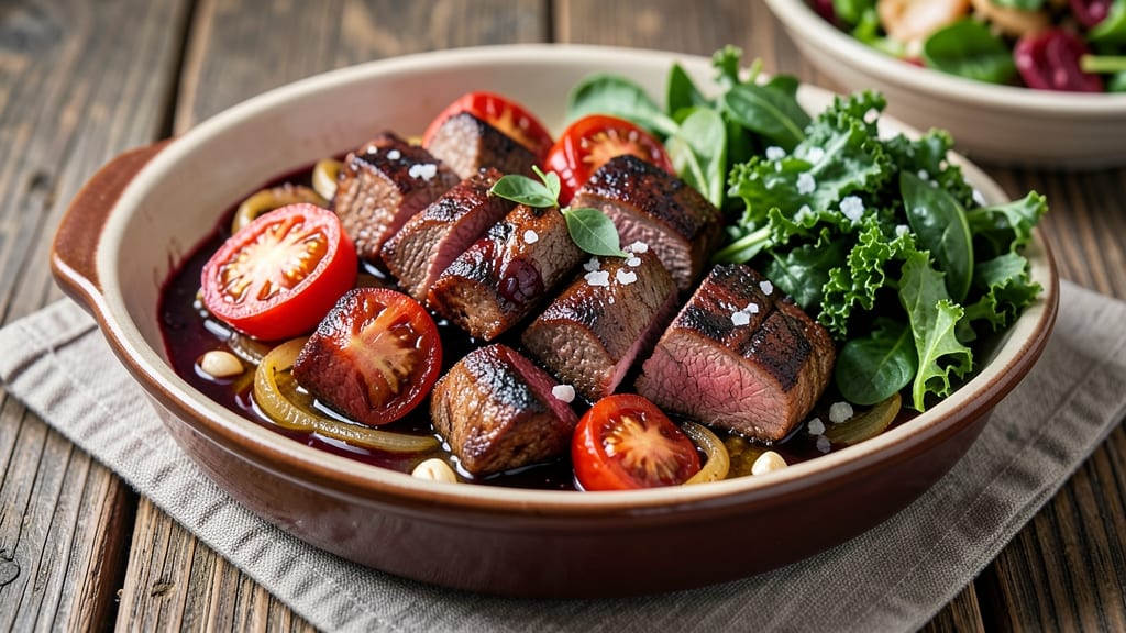 Beef and Greens Recipe: Smoky Tomato-Braised Beef with Wilted Greens