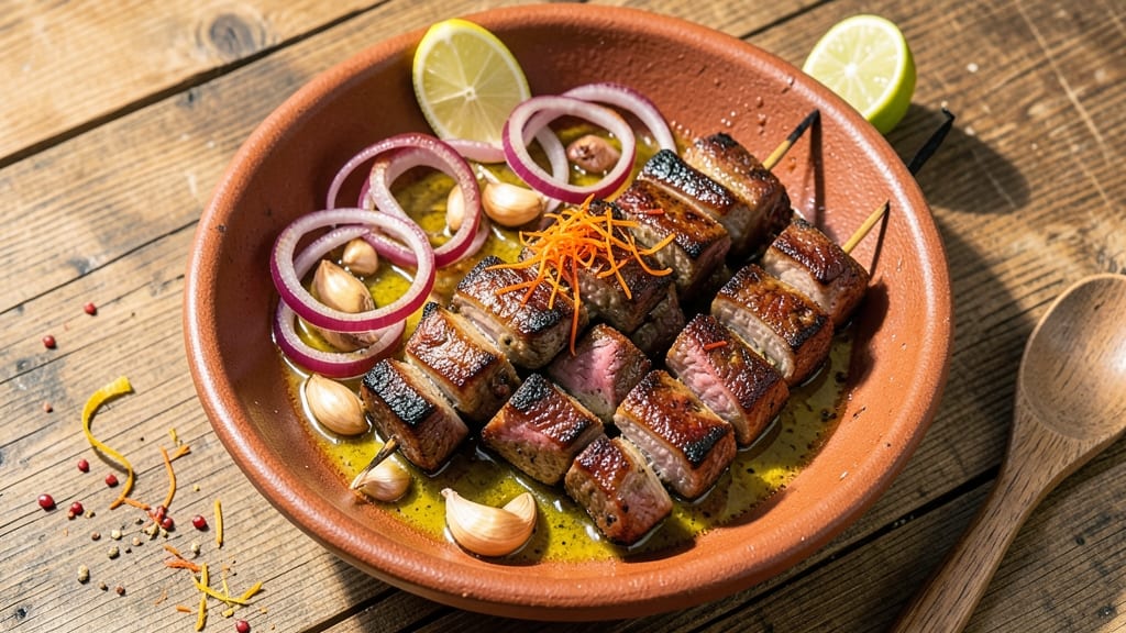 Armenian Beef Kabob Recipe: Charred Skewers With Smoky Garlic and Pomegranate Zest