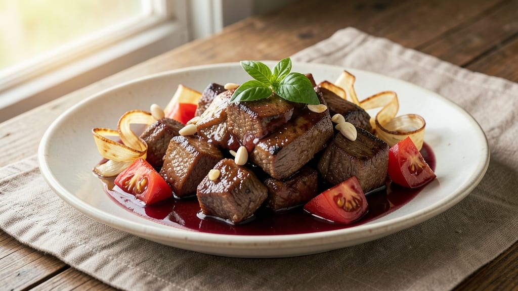Beef and Bows Recipe: Crispy Tortilla Crowns Over Smoky Tomato Rivers