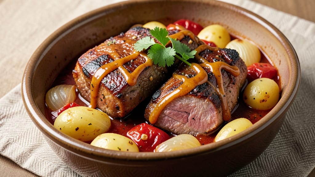 Beef and Pork Caldereta Recipe: Slow-Braised Spiced Stew With Tortilla Crowns