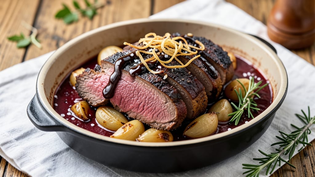 Beef and Balsamic Vinegar Recipe: Deep-Red Wine Braise with Silky Onions
